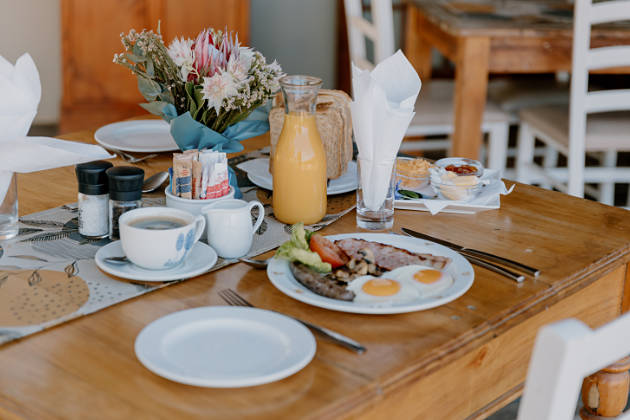 Breakfast setting at Chandelier restuarant